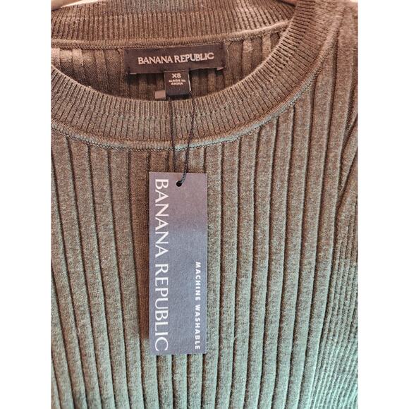 NWT banana Republic Green Knit top size‎ XS olive forest green machinewashable - Picture 4 of 7